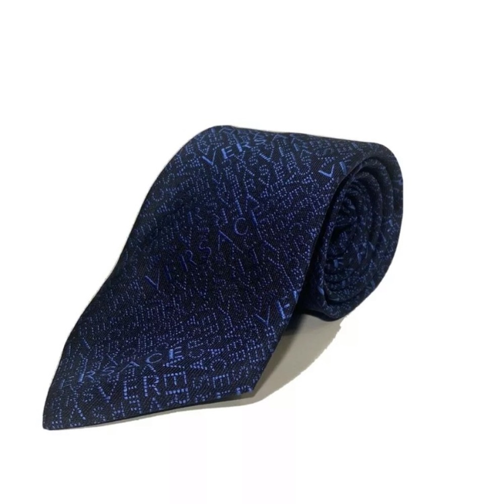 Versace Silk Blue Black Tie